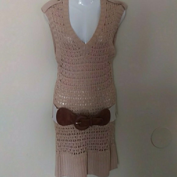 Mustard seed crochet style belted sleeveless top - Picture 2 of 8